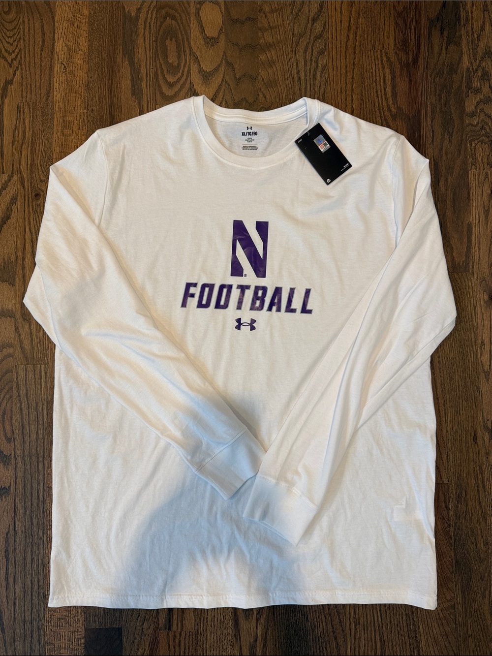 Under Armour White Long-Sleeve Northwestern Football Logo Tee
